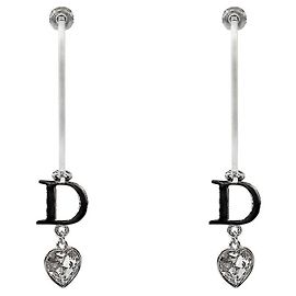 Dior Orecchini a cerchio cuore con zircone Argento