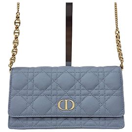 Dior Carlo Leather Chain Pouch Bag Handbag Blue Blue