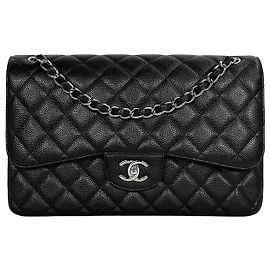 Chanel Large Classic Flap Bag Black Silver Series Noir