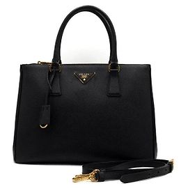Prada Borsa Tote e Borsa a Tracolla Double Zip Galleria Saffiano Lux Nera Nero