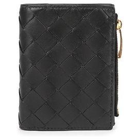 Bottega Veneta Small Intrecciato Folded Wallet Black
