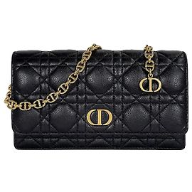 Dior Bolsa Pochette WOC com Corrente Preta Preto