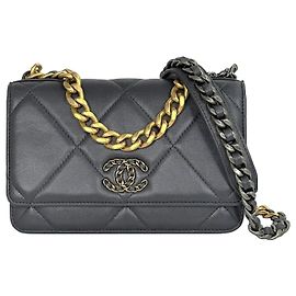 Chanel Chain Wallet WOC Gray Brown