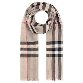 Burberry Sciarpa in lana e seta a quadri Beige chiaro Multicolore
