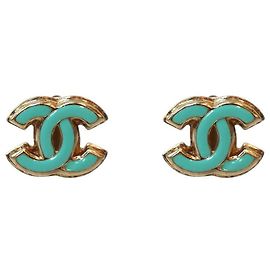 Boucles d'oreilles Chanel Mint CC Or Vert