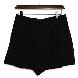 Saint Laurent Mini Pleated Skirt Shorts with Dot Pattern Black