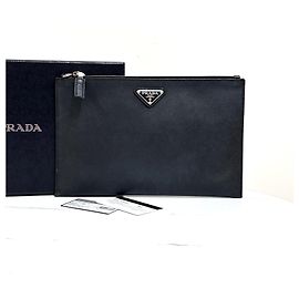 Prada Bolso de mano Saffiano con logotipo triangular Negro Negro