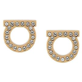 Salvatore Ferragamo Gancini Stud Crystal Small Earring Gold Orange