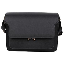 Marni Borsa a tracolla Trunk Medium in pelle Saffiano Nera Nero
