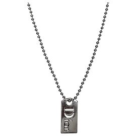 Dior Plate Halskette Silber Metall Silber