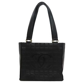 Chanel Chocolate Bar Lambskin Tote Bag Black