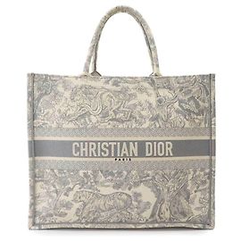 Borsa Christian Dior Book Tote Large Marrone Bianco