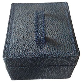 Autre Marque Evasion Blue Textured Leather Jewelry Box Blue