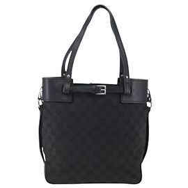 Bolsa Tote Bucket com Cinto Gucci GG Canvas e Couro Small Preto