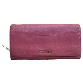 Cartera Miu Miu de piel grabada efecto cocodrilo rosa Rosa
