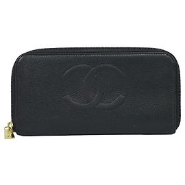 Chanel Timeless CC Zipped Caviar Long Black