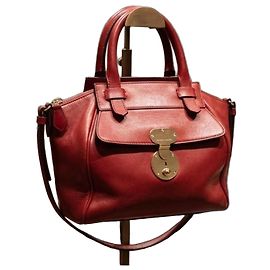 Giorgio Armani red leather handbag Red