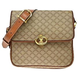 Céline Celine Vintage Macadam Canvas Small Beige