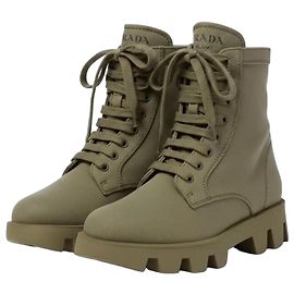 Prada Monolith Canvas Boots Khaki Khaki