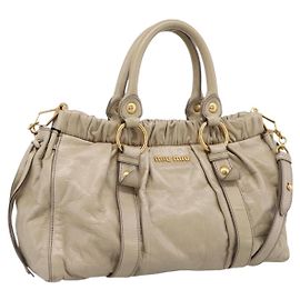 Miu Miu Handtasche Leder 2way Beige Gold RT0383 Auth am12392V Beige Golden