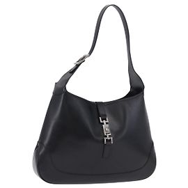 Borsa a spalla GUCCI Jackie in pelle nera argento 001 3346 Auth am12416V Nero Argento