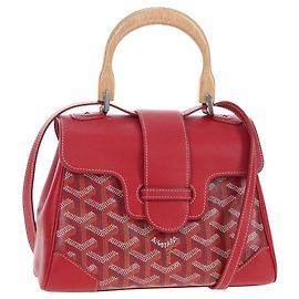 GOYARD Herringbone Saigon Handtasche PVC Rot Auth 196004SM Rot