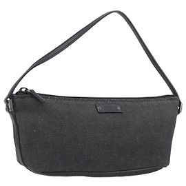 GUCCI Accessory Pouch Canvas Black Silver 07198 Auth 195449 Black Silvery