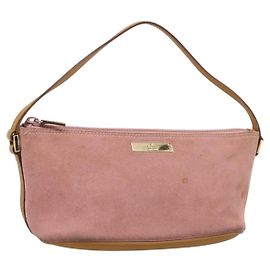 GUCCI Accessory Pouch Suede Pink Gold 039 1103 Auth 198297 Pink Golden