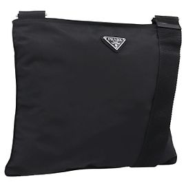 Borsa a tracolla PRADA in nylon nera argento B7338 Auth am12305V Nero Argento