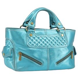 Céline Sac à main CELINE Boogie Bag en cuir bleu détails dorés Auth BA14792V Bleu Autre