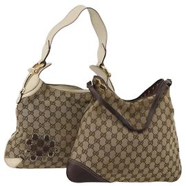 Ensemble de 2 sacs à main GUCCI GG Canvas Beige Auth mr2803 Beige