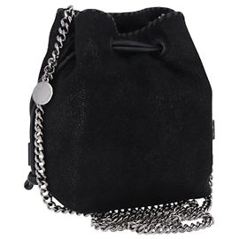 Autre Marque Stella MacCartney Chain Shoulder Bag Polyester Black Silver Auth 196625A Black Silvery