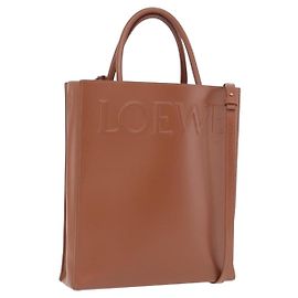 Bolsa LOEWE Standard A4 em couro 2way Marrom Gold Auth 196677A Marrom Dourado