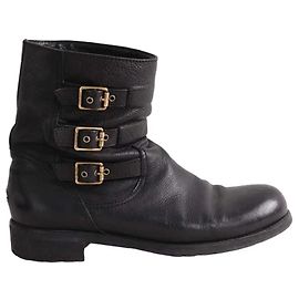 Botas Jimmy Choo de couro preto com fivelas Preto