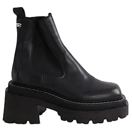 Sandro Black Leather Ankle Boots Size 36 Black