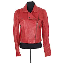 Sandro Red Leather Jacket Red