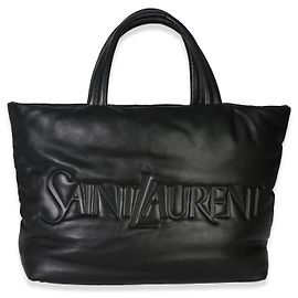 Saint Laurent Puffy Nappa Logo Tote in Schwarz Schwarz