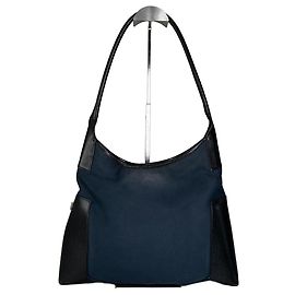 Salvatore Ferragamo Vintage Ferragamo Canvas Shoulder Bag Navy Black Silver Navy blue