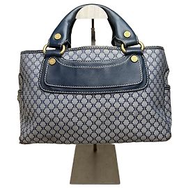Céline Borsa Vintage Celine Macadam Coated Canvas Blu Chiaro Navy Blu navy