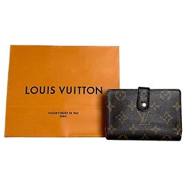 Vintage Louis Vuitton Monogram Canvas Wallet Brown Gold Brown