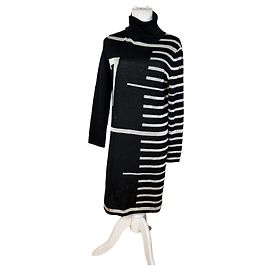 Vintage Jean Paul Gaultier Wool Blend Dress Black White M Black
