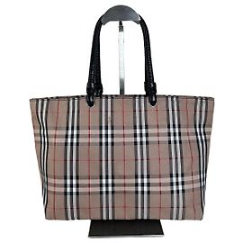 Borsa Tote Vintage Burberry Check Canvas Beige Nero Rosso Beige