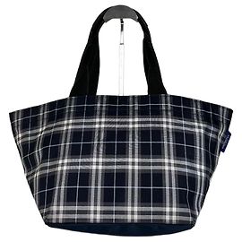 Sac cabas vintage Burberry en nylon bleu marine, blanc, gris Bleu Marine