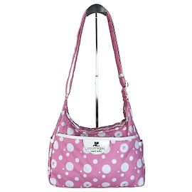 Bolsa Hobo Vintage Courreges em Nylon com Bolinhas Rosa Branco Rosa