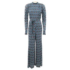 Tuta Chloé blu stampata a gamba larga e maniche lunghe Blu