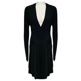Vestido envelope Alexandre Vauthier preto de manga comprida e decote em V em viscose stretch Preto