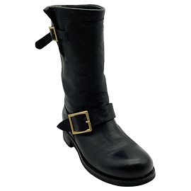Jimmy Choo Black Leather Moto Boots Black