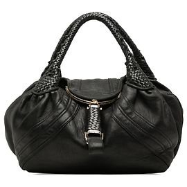Black Fendi Leather Spy Handbag Black