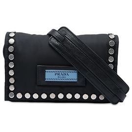 Borsa a tracolla Prada Tessuto Etiquette nera Nero