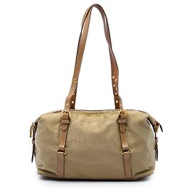 Bolsa de ombro Prada em lona Canapa com logo bege Bege